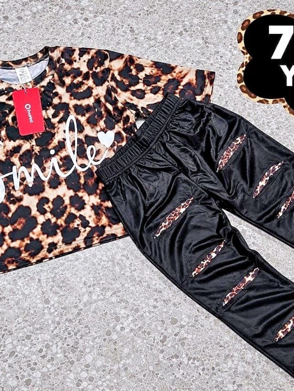 Smile Girls Animal Print Matching Set Size 7/8 NWT